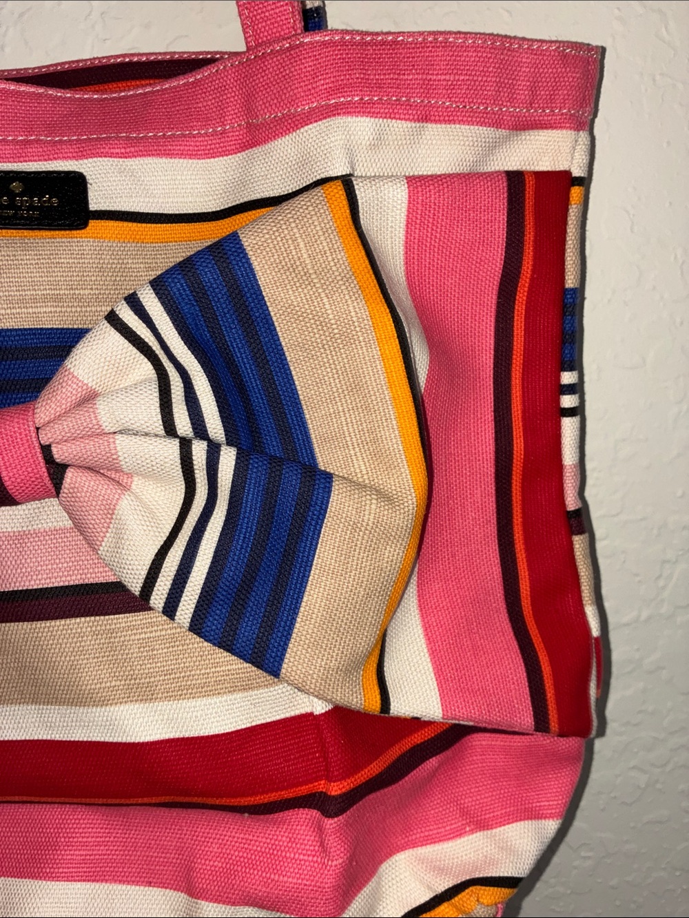 kate spade Pink, Blue & Red Striped Bow Tote - Picture 5 of 17